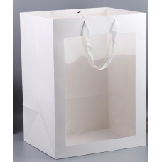 Подарочный пакет с прозрачным окошком 35*25*15