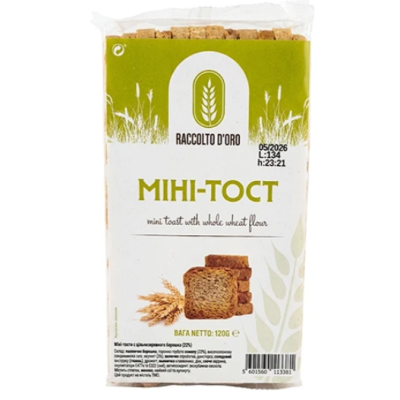  Тосты Raccolto doro 120г цельнозерновые