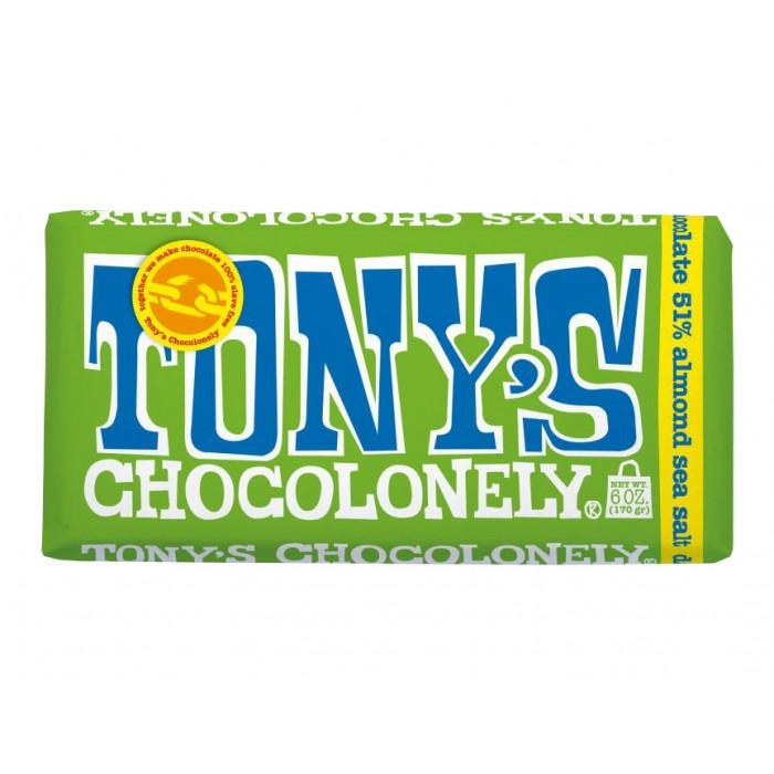 Шоколад Tony чорний з солоним мигдалем, 180г