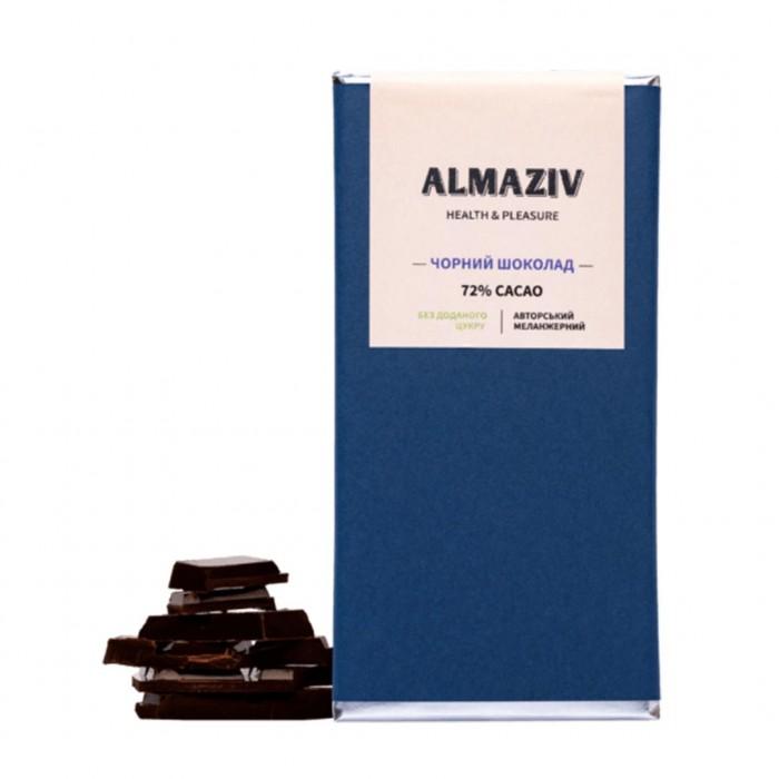Шоколад Almaziv чорний 72% без цукру, 80 г